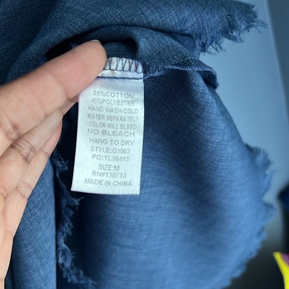 Umgee | Gauzy Raw Hem Blue Tunic Dress With Pockets Size Medium - Picture 8 of 11